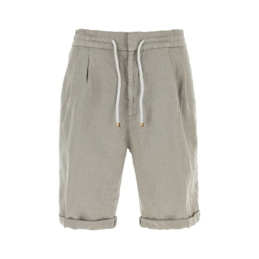 Brunello Cucinelli Men Grey Linen Bermuda Shorts